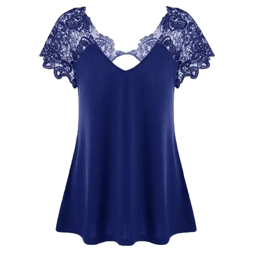 

5XL plus Size Lace Patchwork T irts Faion V-ne Women's Oversize Clothing Comfortable Breathable Ladies Blouse