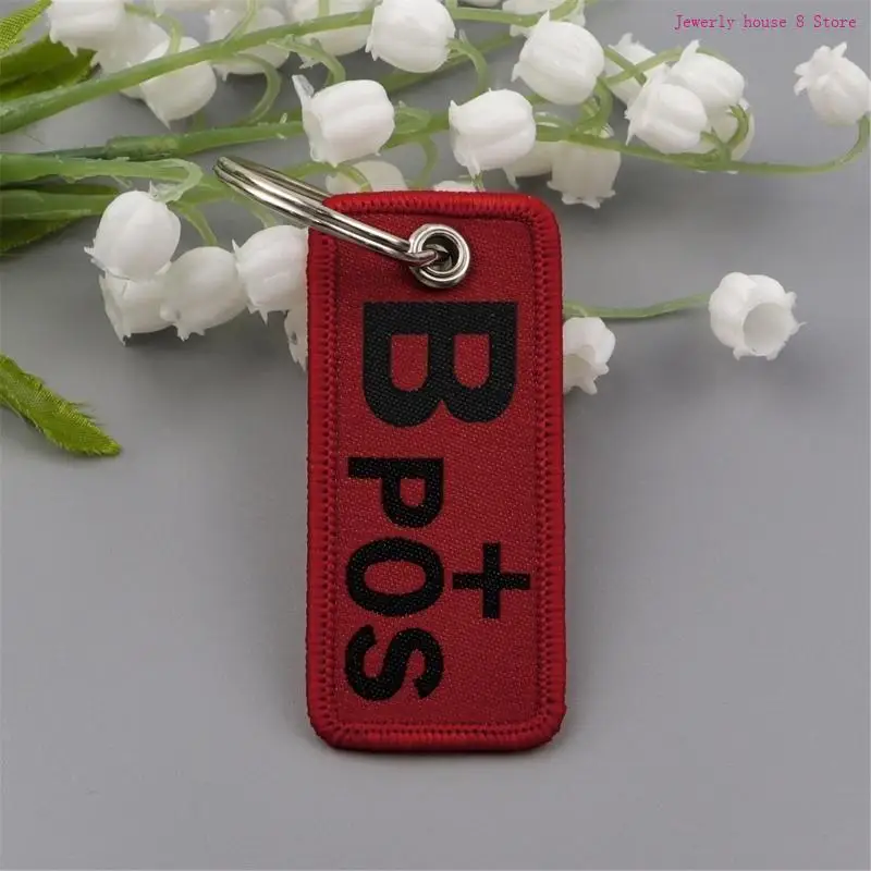

Embroidered Blood Type Keychain Handmade Student Key Decoration Creative Gift