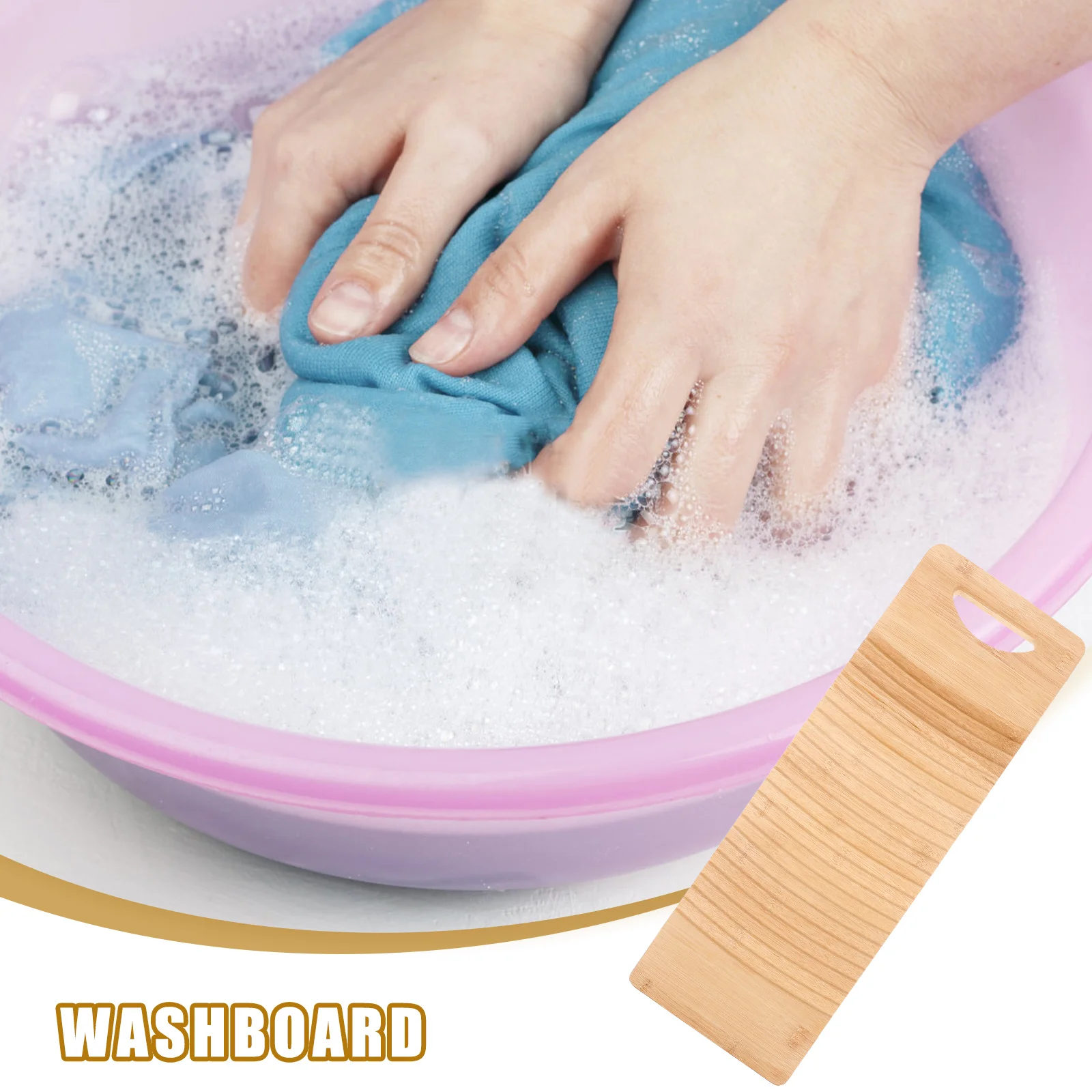 

Bamboo Washboard 50x15cm Wavy Surface Non skid H Washing Board for Laundry Household Storage Tool Portable Clothes Cleaning