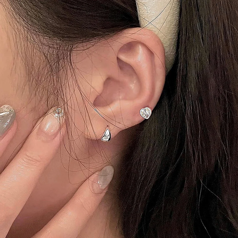 Mini Colorful Heart Ear Cartilage Piercing Lobe Stud Earring for Women Y2k Accessories Tragus Rook Helix Flat Ear Jewelry KAE312