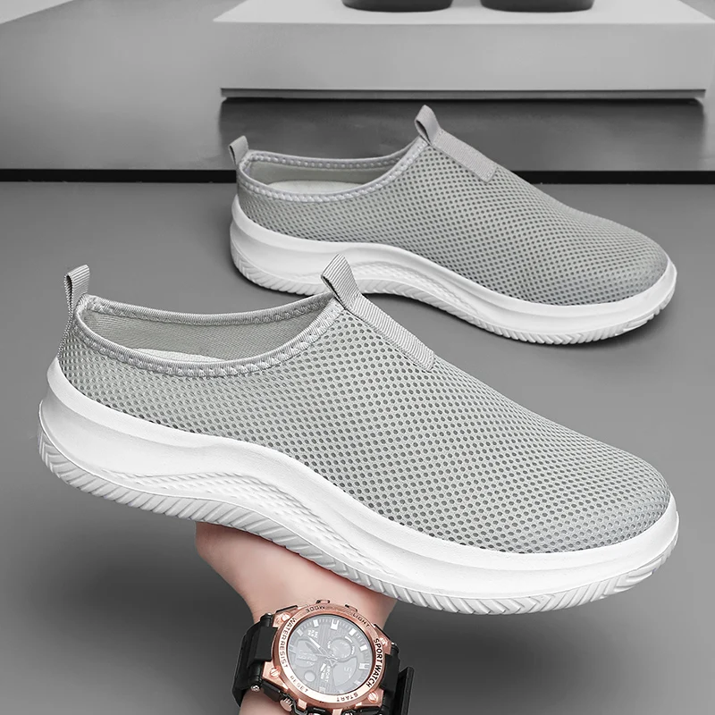 

Дешевые дышащие полутуфли, мужские сетчатые полутапочки без шнуровки, большой размер 48, 49, летняя легкая обувь