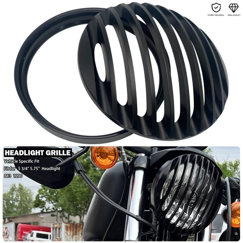 Anillo embellecedor de faros delanteros, cubierta de protección de parrilla, apto para Harley Sportster 3/4 X48 Iron 883 Bob XL883 XL1200 personalizado XL1200C, 5-1200 pulgadas