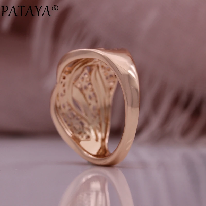 Kinel Hot Trendy 585 Rose Gold Color Rings for Women Hollow Pattern Romantic Ethnic Bride Rings Unusual Wedding Daily Jewelry