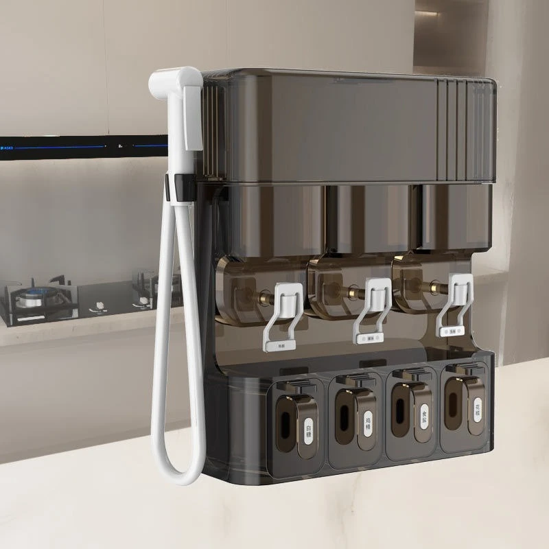 

Kitchen household wall-mounted seasoning box integrated multi-grid Internet celebrity oil salt sauce vinegar seasoning tank food