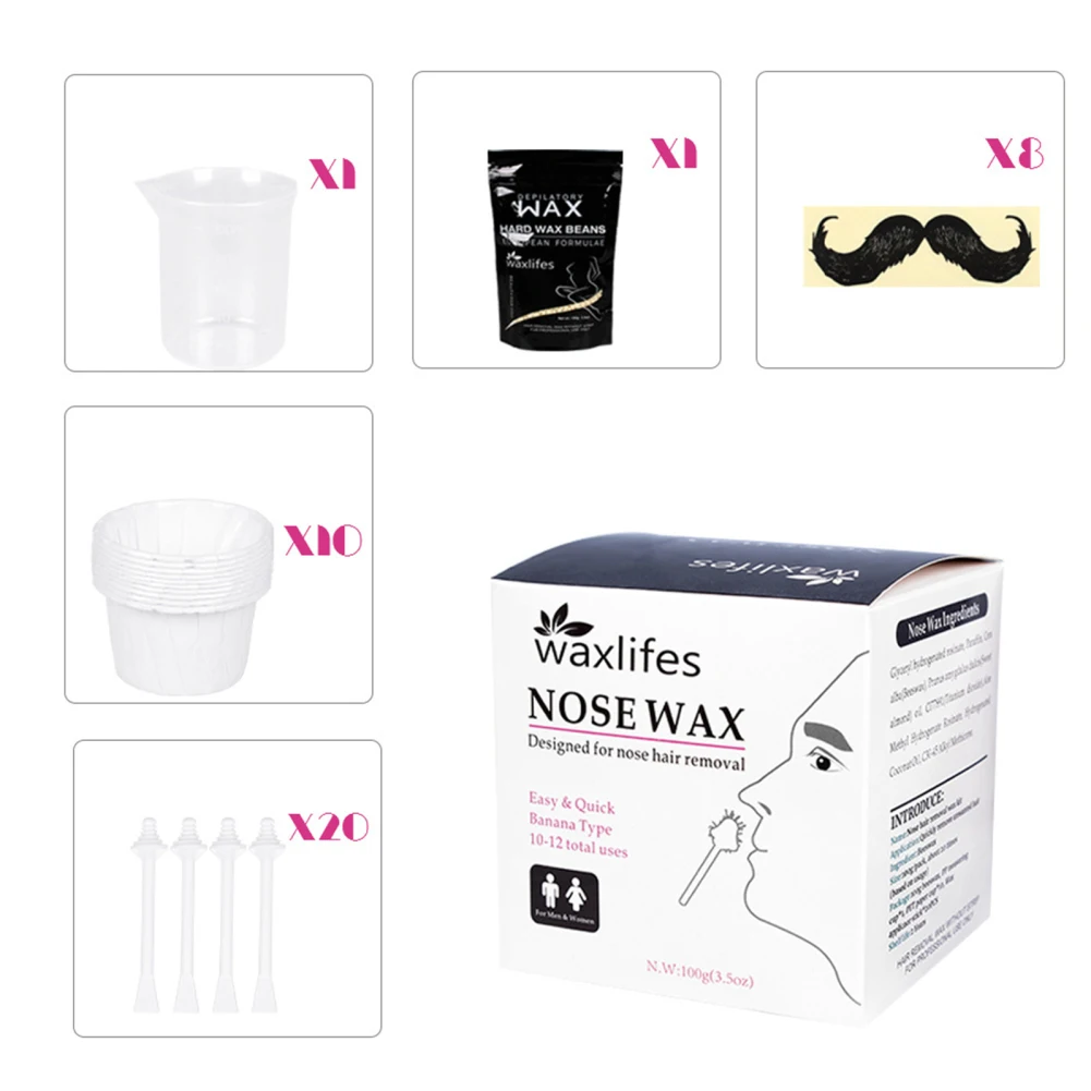 1 box of plastic 5pcs Nose Wax Kit Professional Portable Natural Safe Fast Painless Multiple-use Nose Hair Waxing Kit Wholesale