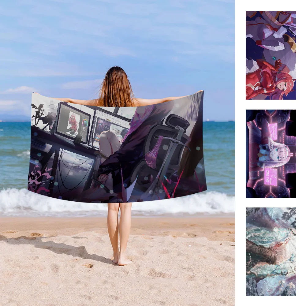 Z-Zero T-Two D-Darling In The F-Franxx Beach Towel Cartoon Cute Summer Kids Large Bath Beach Towel Absorbent for Swimming Travel