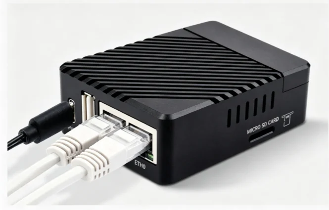 Raspberry Pi CM4 Mini Host, Dual Gigabit Ethernet RJ45 Port Expansion Board with Metal Enclosure