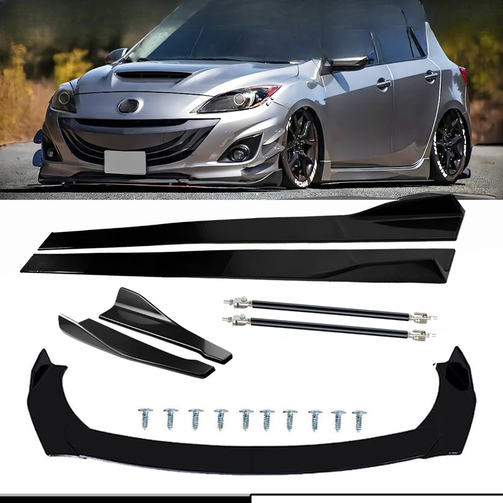 

For Mazda 3 Mazdaspeed3 Front Splitter Bumper Lip Spoiler Gloss Black Bod Kit United States