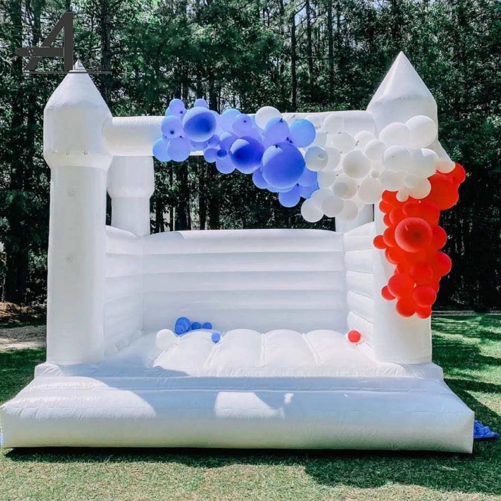 13ft White Bounce House Outdoor Indoor Inflatable Castle Kids Adults Bouncy Castle for Party Wedding Family Commercial Use