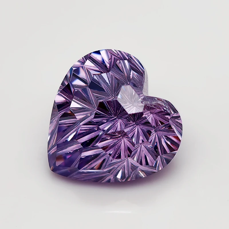 5A 新品 高級 パープル/紫/イエロー/シャンパンカラー 6x6mm ハート型 パイロテクニックカット キュービックジルコニア ストーン ルースジェムストーン ジュエリー製作用