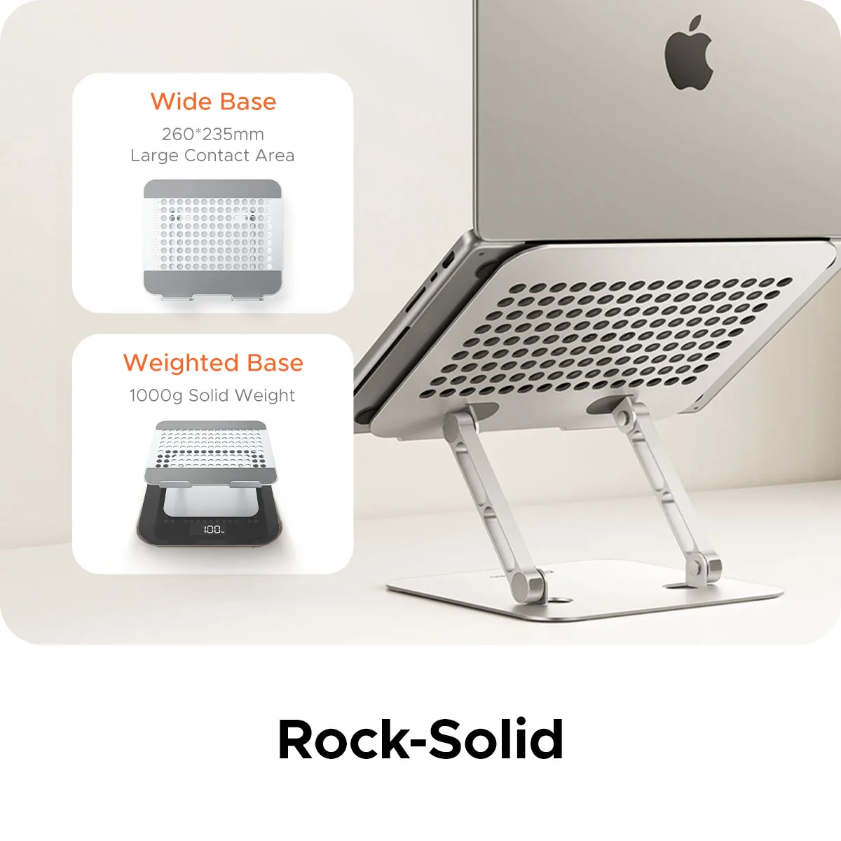 PHIXERO Aluminum Alloy Laptop Stand Adjustable Ventilated Cooling Riser Heavy‑Duty Stable Base for 10‑17in Notebook Office Home