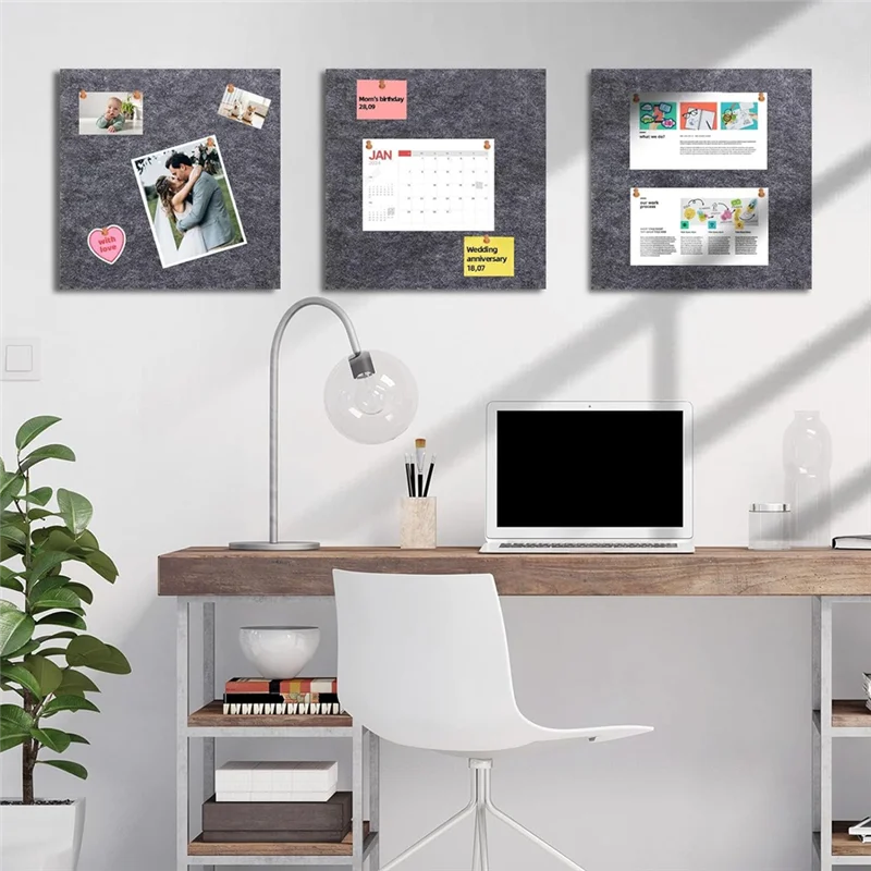 Carrelage mural en feutre avec 60 punaises et étiquettes adhésives amovibles sûres pour tableau d'affichage au bureau