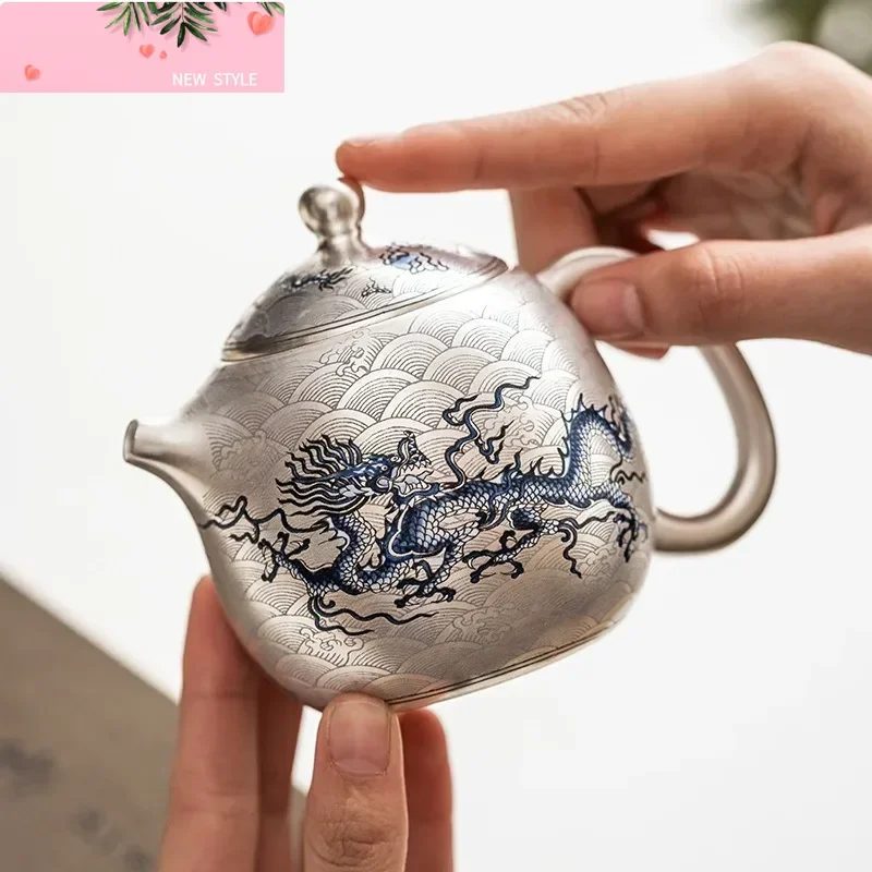 

Silver Plating Chinese Porcelain Dragon Kettle Teapot Tea Ceremony Set Milk Oolong Tea Tie Guan Yin Teaware Type