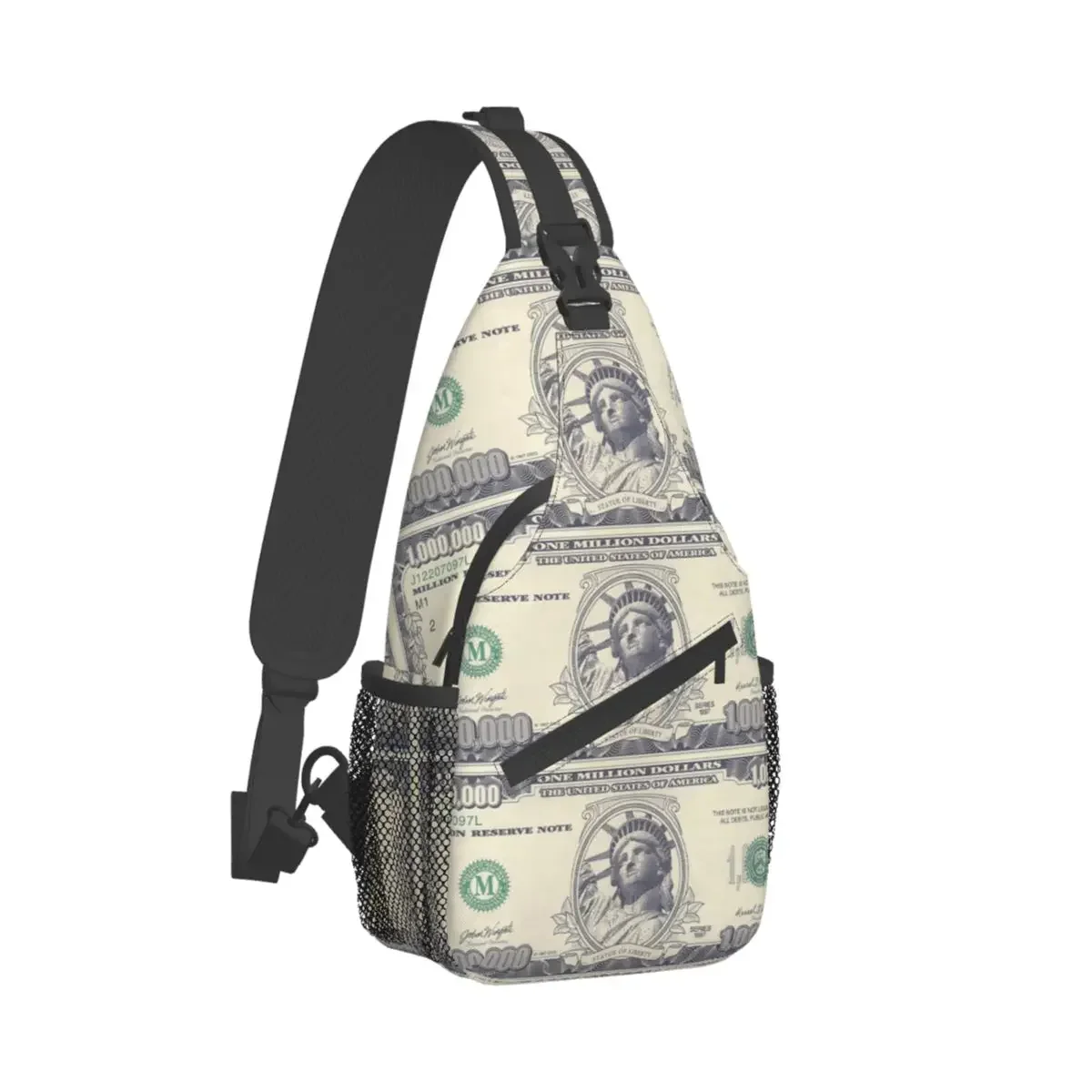 Million Dollar Crossbody Sling Bags Small Chest Bag Money Pattern Shoulder Backpack Daypack for Hiking Outdoor Travel Bag