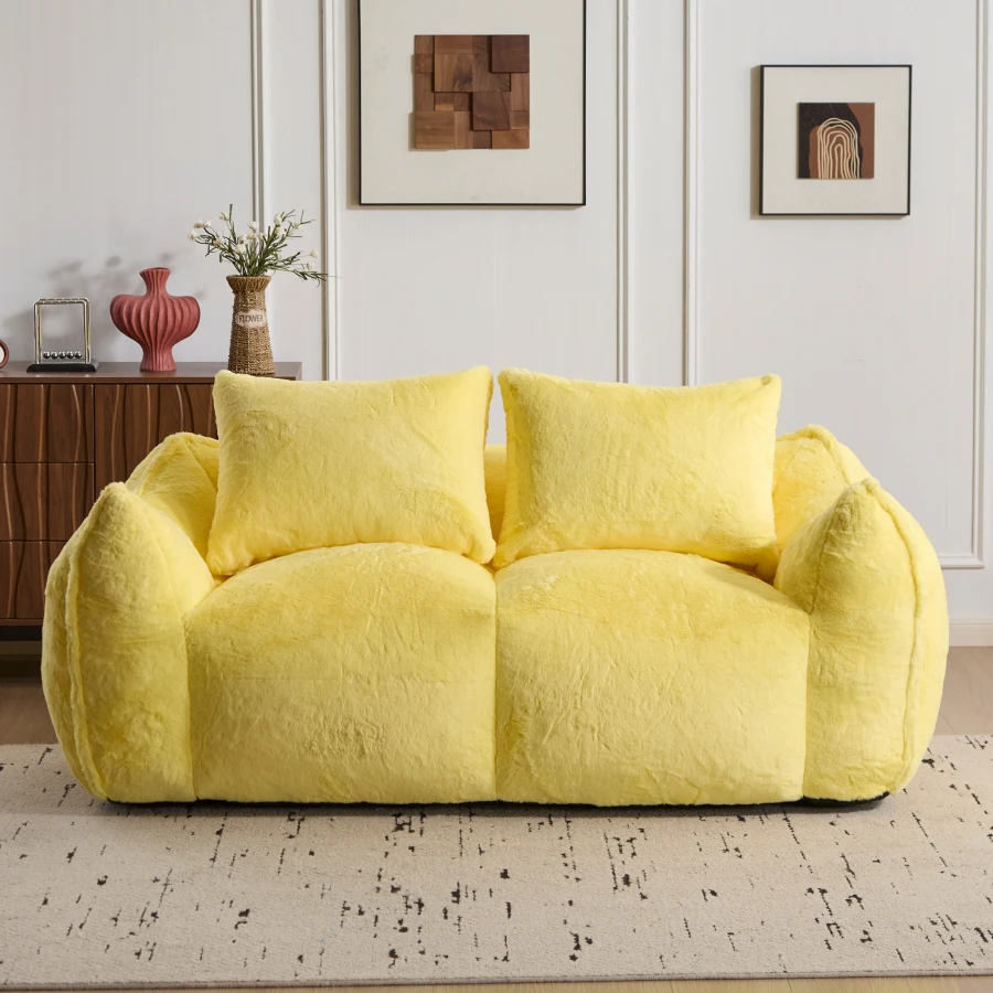 Giant Bean Bag Couch for Adults, Ultra Soft Fluffy Loveseat Bean Bag Sofa, Oversized Chase Lounge Chair Indoor for Living Room
