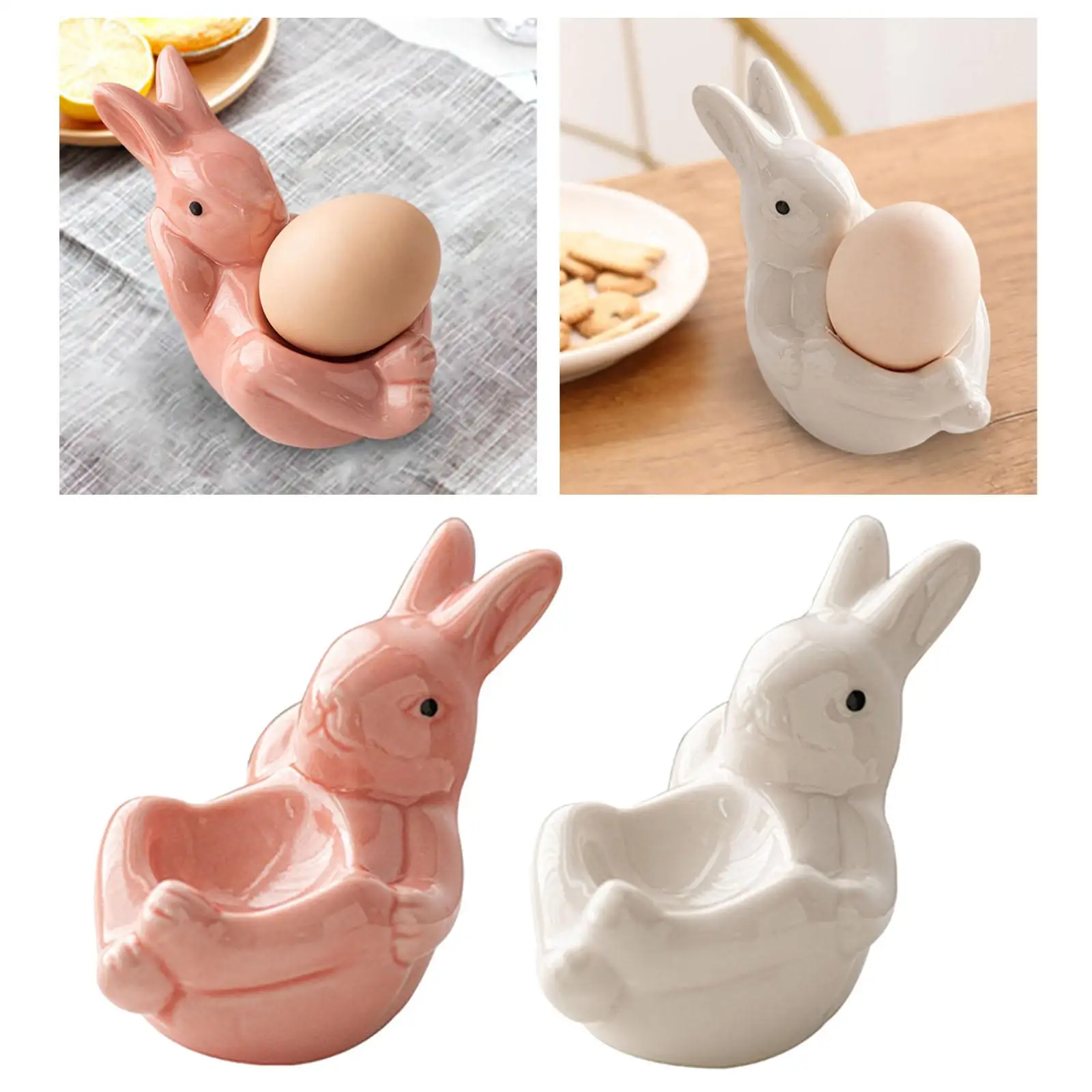 Ceramic Rabbit Egg Cup Modern Home Decor Kitchen Utensils for Soft Boiled Egg Egg Holder for Table Breakfast Easter Lunch Party