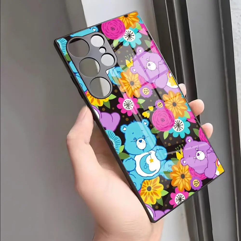 Niedliche Cartoon C-Care B-Bären Handyhülle für S25 Ultra Samsung S26 S23 S24 Fe S22 S20 S21 Plus A54 A34 A53 A16 Glasabdeckung