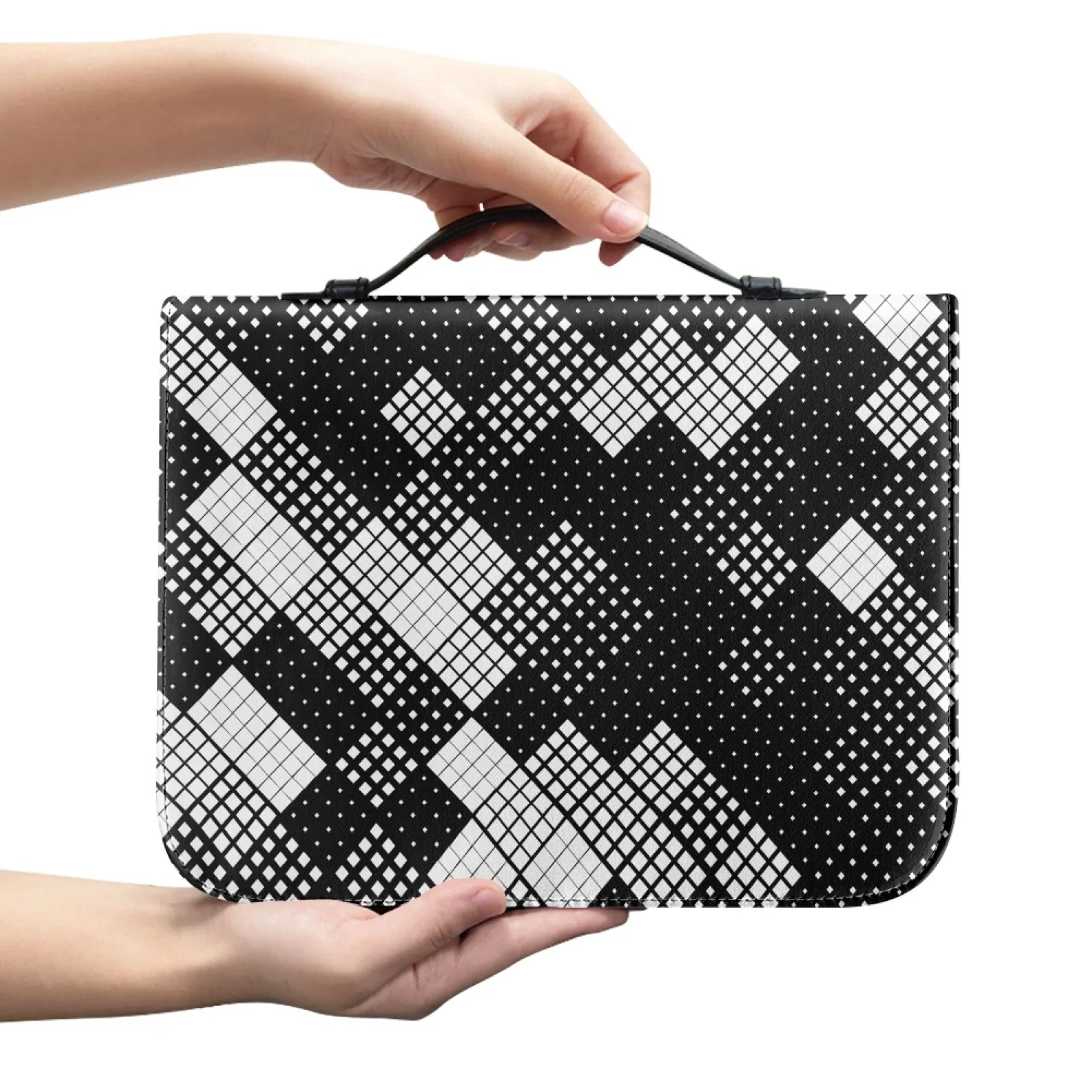 XIXIRIMIDO Book Holder Case Large Capacity Bible Cover for Christian Prayer Women Black White Geometric Patterns 2026 Trending
