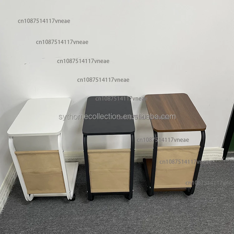 Modern C-Shaped Corner End Table for Living Room Dining and Bedside Slide Under Sofa and Couch with Wheels