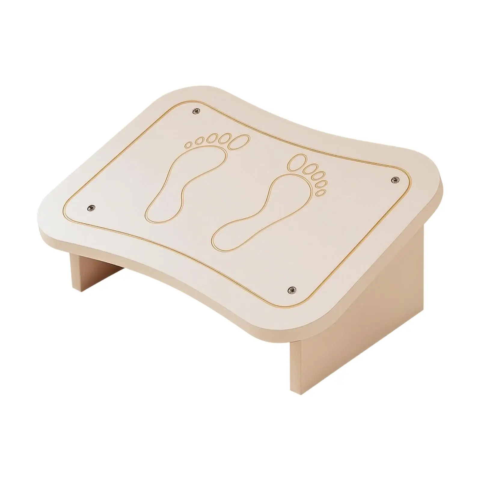 Wooden Footrest Stool Stable Low-Profile Foot Stool with Foot-Shaped Top Supportive Footrest with Slanted Support Legs for