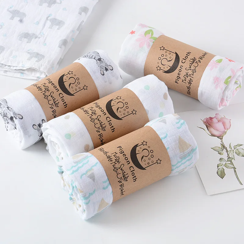 110*110CM Swaddle Blanket Baby Newborn Bamboo Muslin Bed Sheet Kids Bedclothes Baby Bath Towel Blankets Swaddle Cotton