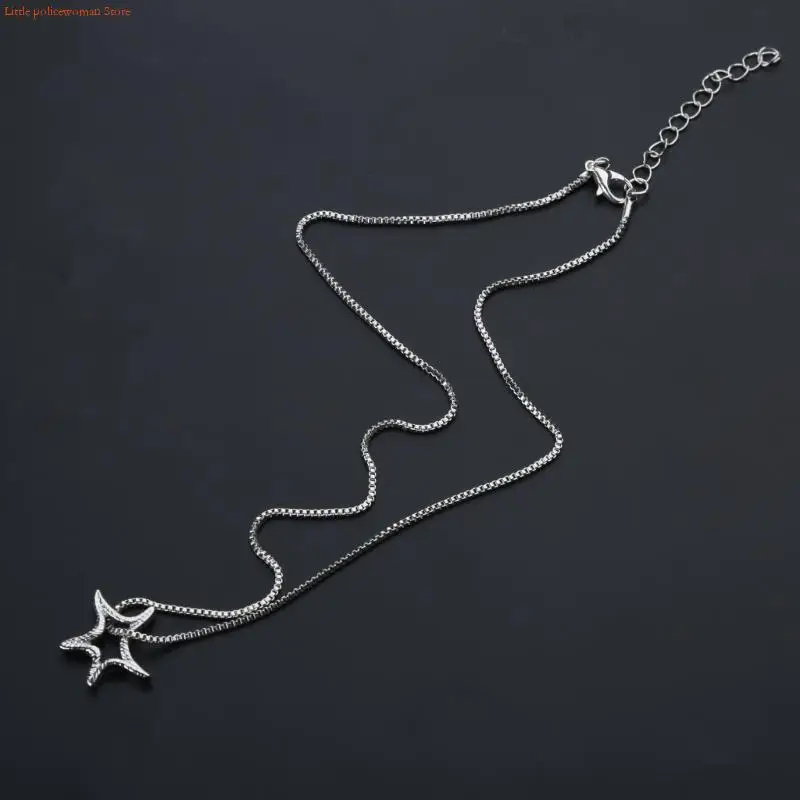 F92D Necklaces for Men Women Sweet Cool Five Point Star Choker Clavicle Chain Jewelry