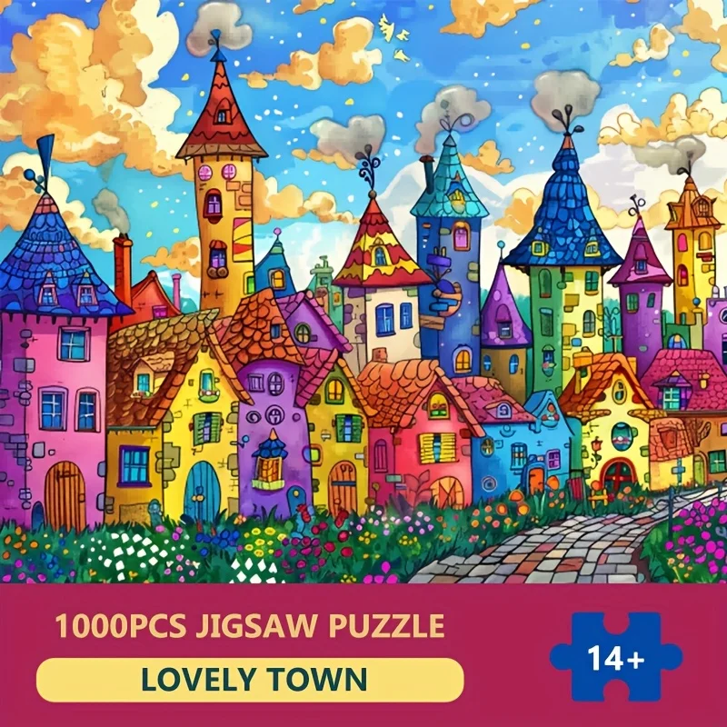 

Очаровательная головоломка из 1000 шт. — милая городская сцена, идеально подходит для взрослых и коллекционеров, идеально подходит для домашнего декора стен и праздничного подарка
