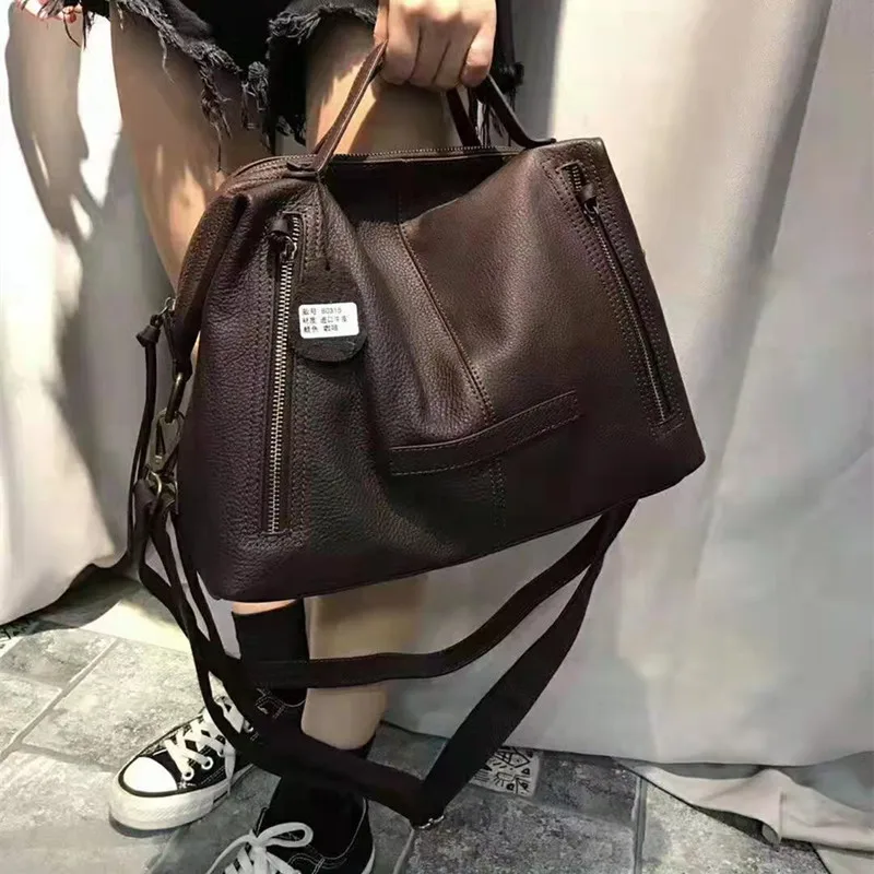 Women Handbags Genuine Leather Bags 2023 New Casual Big Capacity Lady Shoulder Crossbody Purse High Quality Soft Skin Ladies Bag