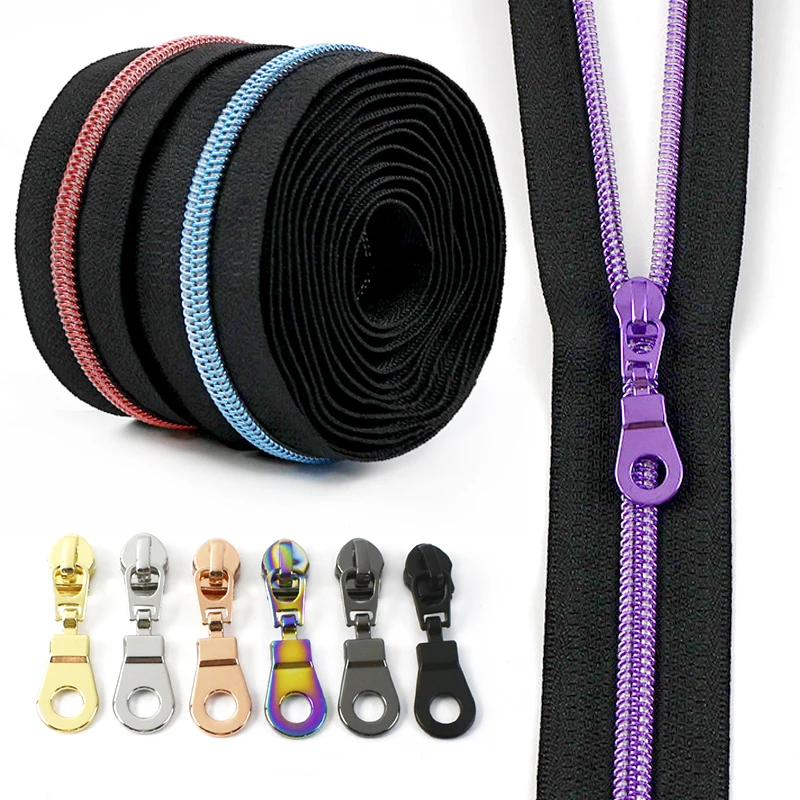 

10/20Meters 5# Sewing Nylon Zippers Tape with Zipper Slider Bag Garment Zips Puller Wallet Zip Head Repair Kits DIY Accessories