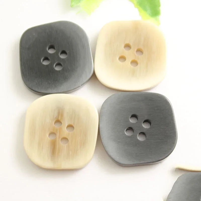 Square Resin Buttons for Clothing, Coat Craft, Plastic Sewing Button for Garments, Needlework, 4 Holes, 30mm, 25mm, 38mm, 10Pcs