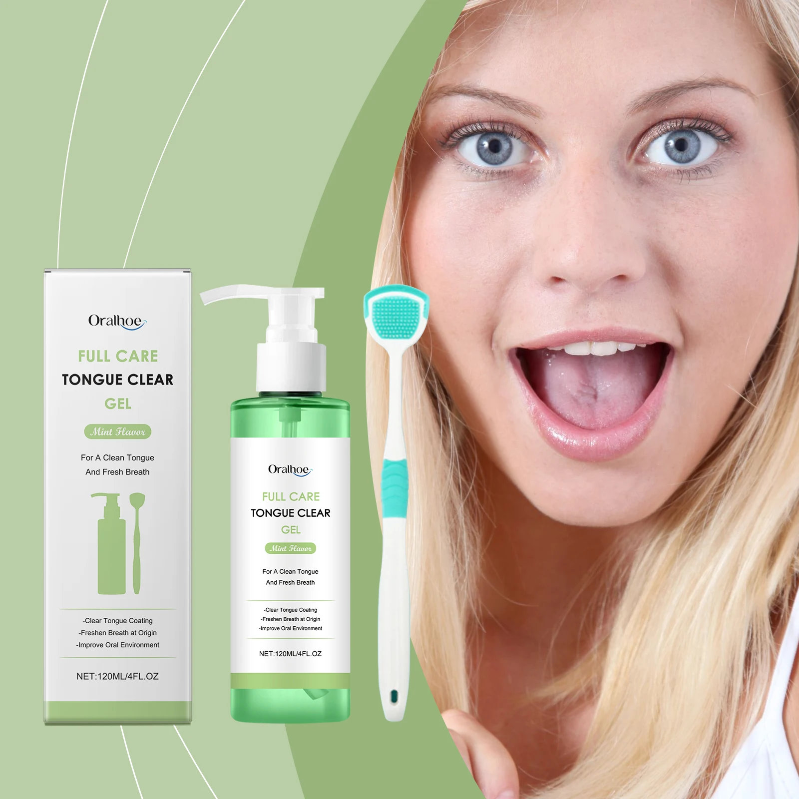 Tongue Cleaning Gel Set Deep Clean Tongue Coating Remove Bad Breath Long Lasting Fresh Breath Daily Oral Care Kit