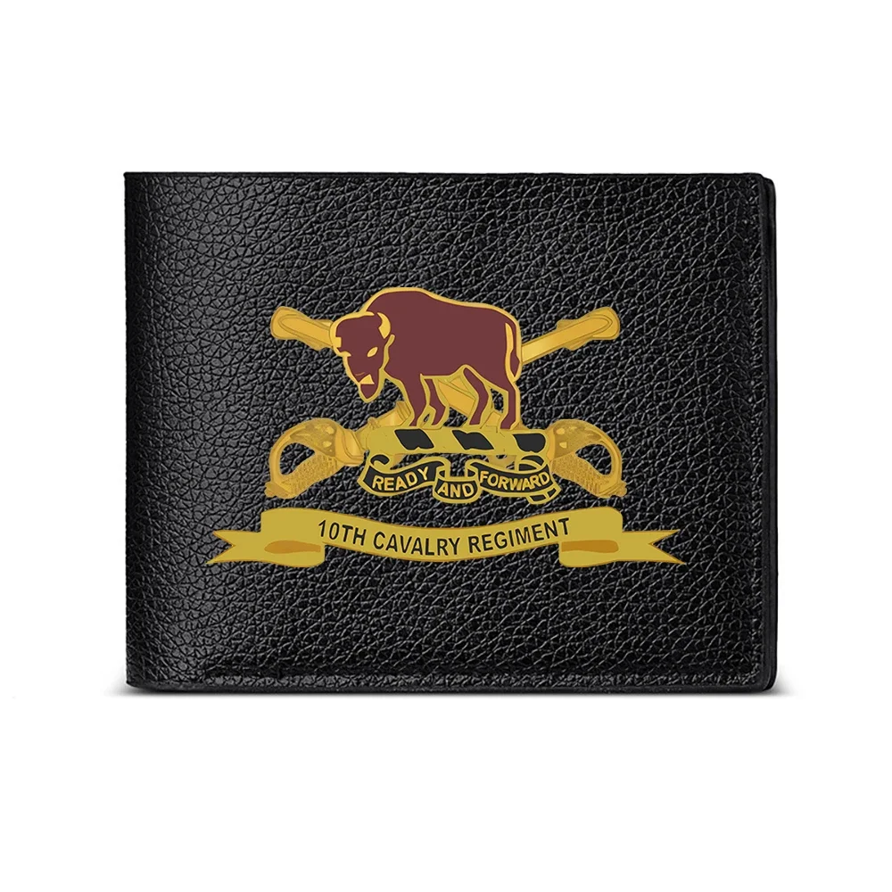 Ready And Forward 10th Cavalry Regiment Bull And Sabers Mens Wallet Card Holder Fashion Business Casual Design