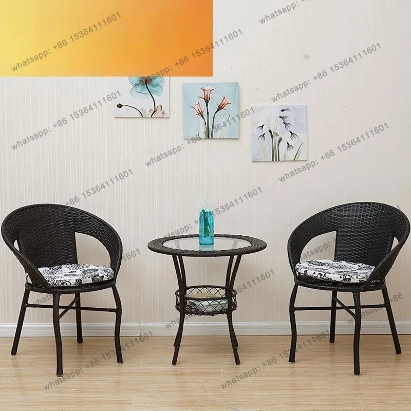 leisure balcony small coffee table bedroom simple rattan storage small round table tempered glass small tea table