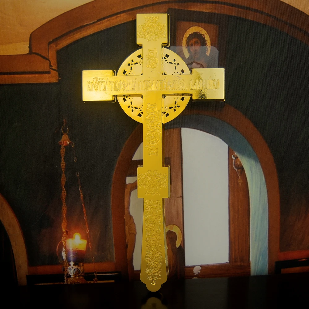 HTISOK Orthodoxes Segenskreuz Handgefertigte Religiöse Artikel Katholische Kirchendekoration Brustkreuz – Detail 4