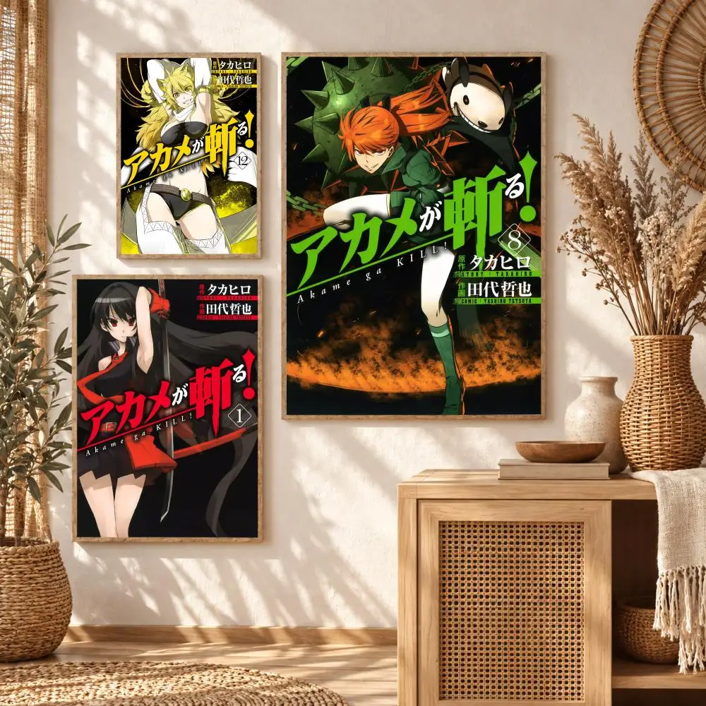 A-Akame ga KILL Poster Wall Stickers Self Adhesive Art Decals for Bedroom Living Room Home Decor Print Mural HD Gift