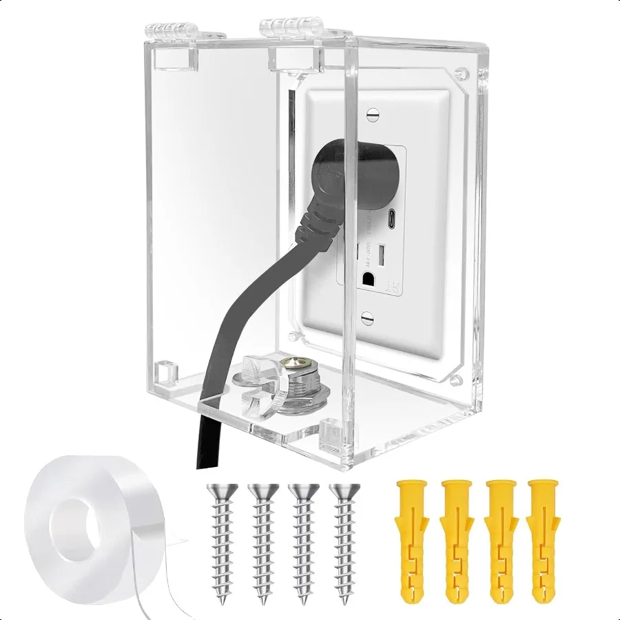 

Infant Safety Outlet Cover Box Wall Outlet Lock Box Lock Box for Electrical outlets with outlets Easy to Install Accommodates M