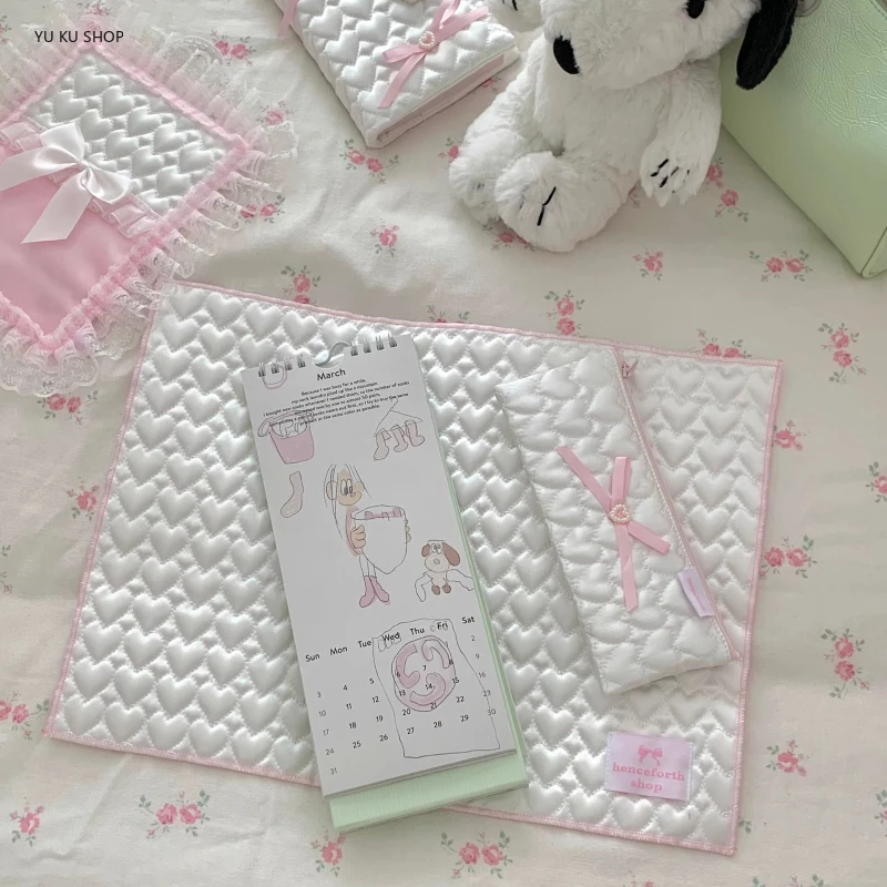 Quilted Love Placema Kawaii Kitchen Table Mat Tabletop Decorative Background Mat Korean Satin Girly Style Coffee Table Decor