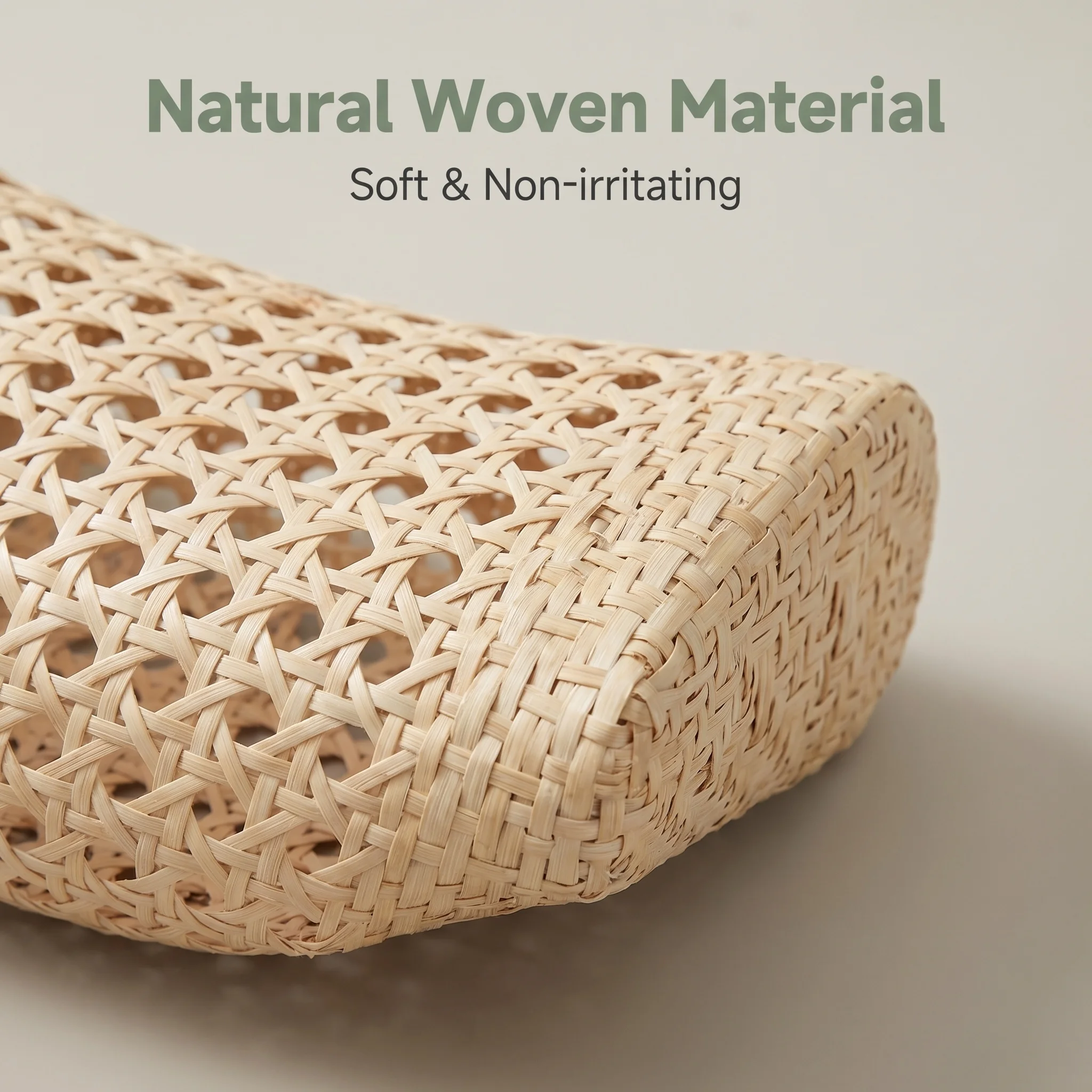 Hand-Woven Straw Pillow - Natural Rattan Hollow-Out Breathable Summer Cooling Headrest for Home Travel Yoga