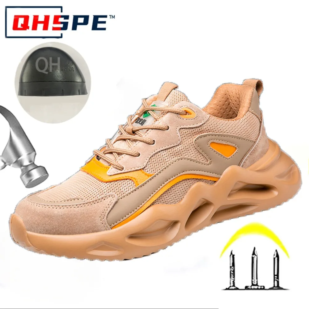 Men Ultra Light Genuine Leather Safety Shoes Anti Smash Puncture Proof Insulated Steel Toe Soft Sole Breathable Work Boots