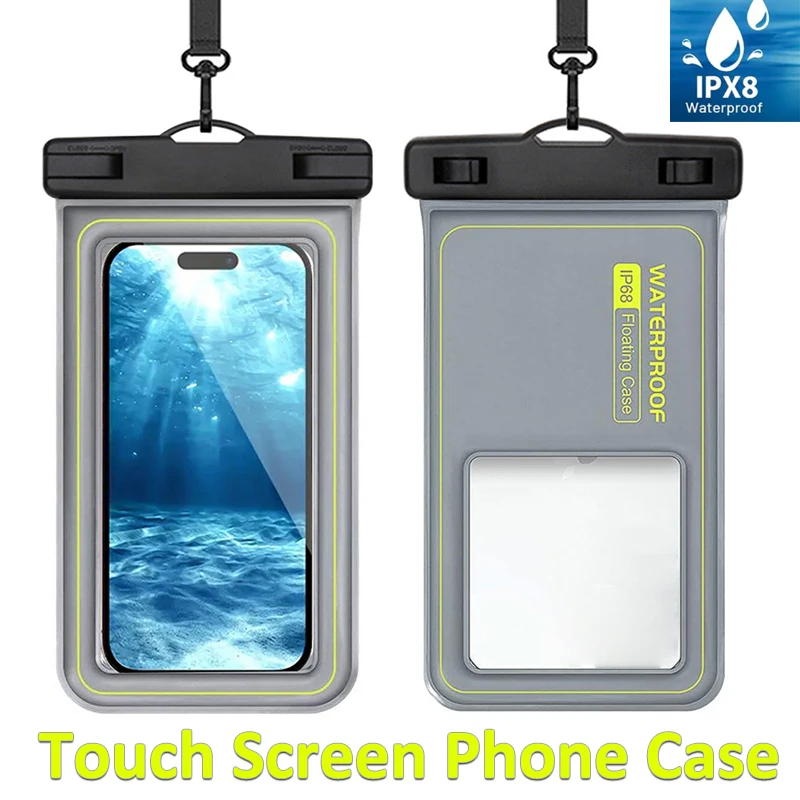 Waterproof Phone Bag 7.5 inch Universal Touch Screen Swimming Surfing Storage Pouch with Detachable Strap Phone Protection Bags