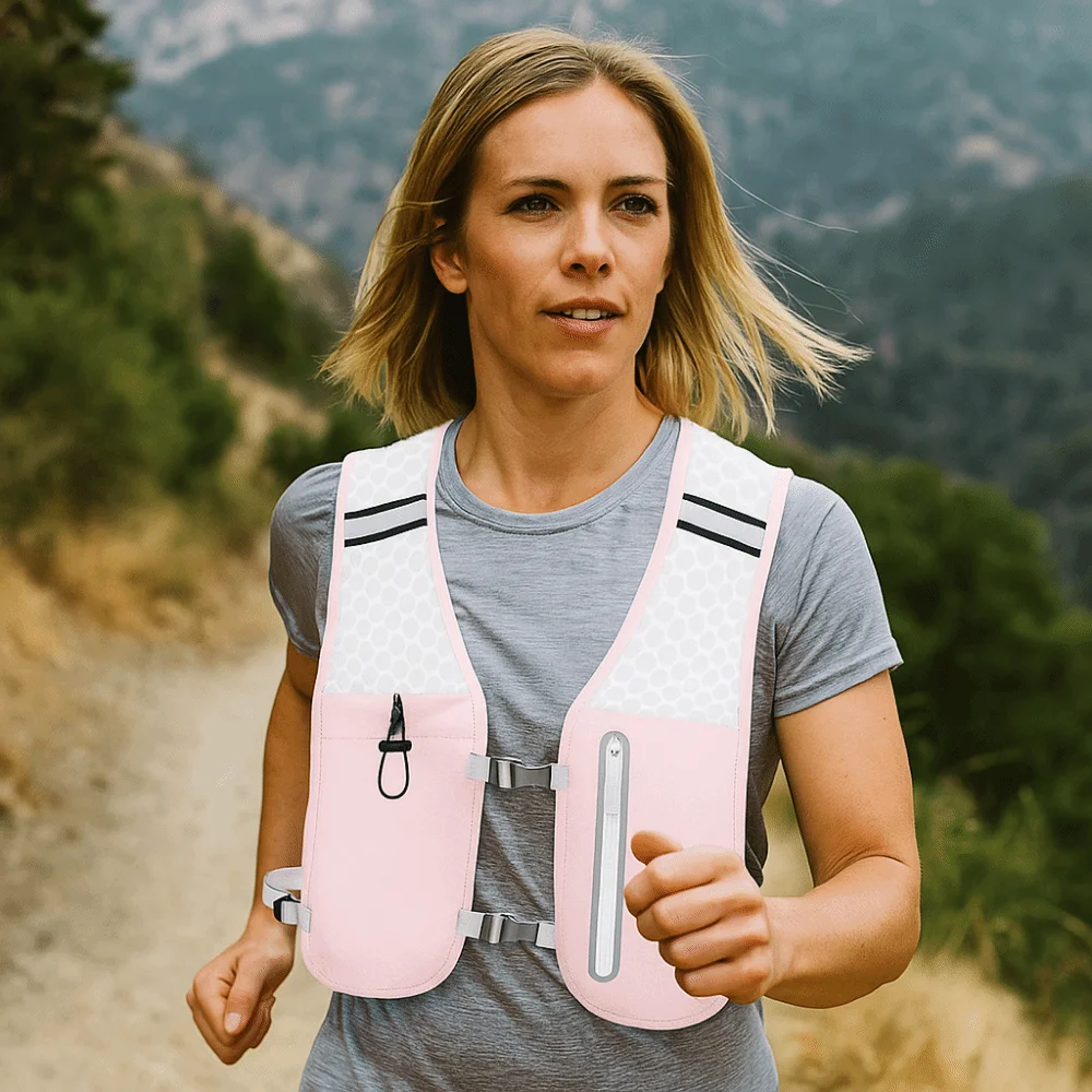 Reflective Reflective Running Vest Pack Waterproof 2L Water Chest Pack with 500ml Bottle Adjustable Water Bottle Storage Vest