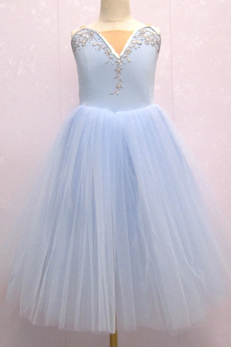 Sky Blue Ballet Dress Girls Kids Child Long Tulle Dress Swan Lake Dance Halloween Ballet Costume Ballerina Tutu Dress