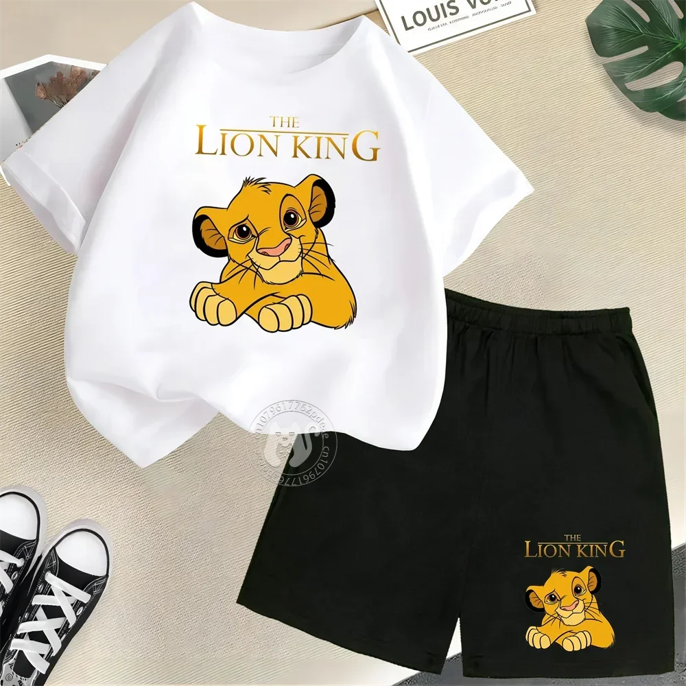 

Disney Lion King Summer Printed Clothing Casual Sports Cotton Baby T-shirt+Shorts Boys and Girls Round Neck Outdoor Sports Set