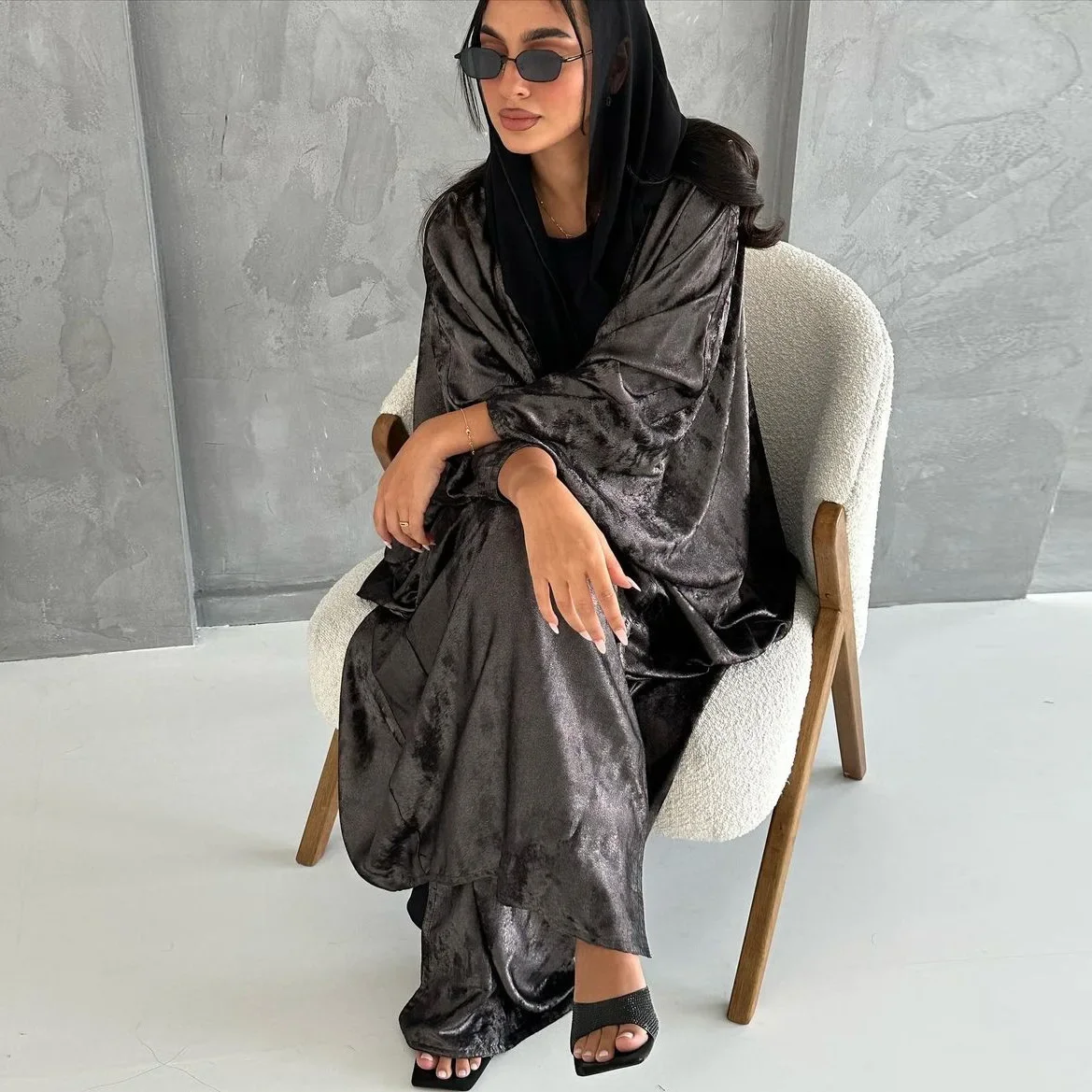 Femme Musulmane Jalabiya Vestidos Eid Djellaba Muslim Dress for Women Dubai Kimono Open Abayas Arabic Robe Turkey Kaftan Kebaya