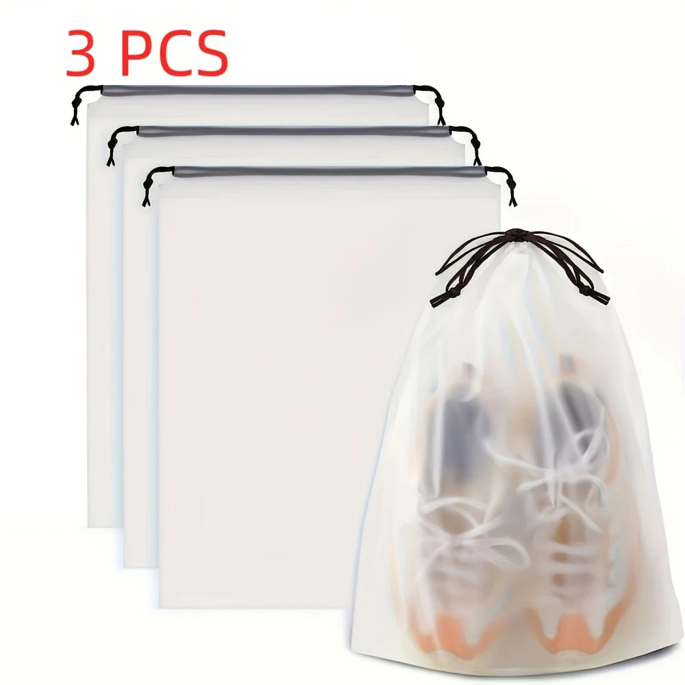 3/10PCS Portable Shoe Storage Drawstring Eco Storage Bag for Travel Makeup Bag Waterproof Transparent Plastic Storage Bag