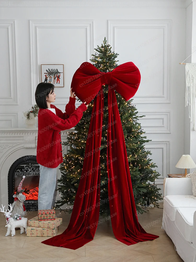 Christmas decorations shop oversized red bow living room window set bow only, tree not included