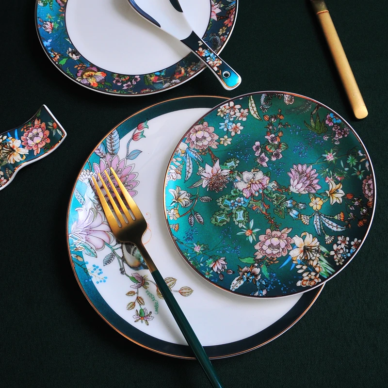 

Bone China dish bone dish plate flat plate household ceramic dish bone spitting dish tray modern light luxury high-grade
