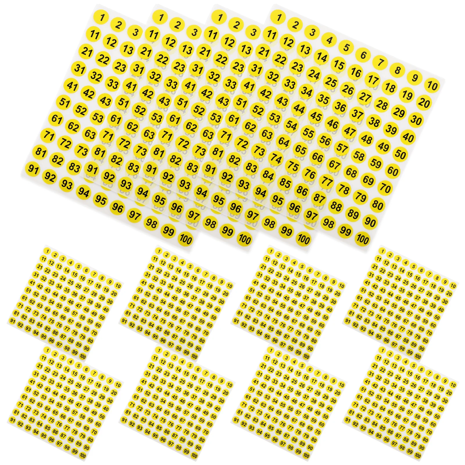 

100 Sheets Waterproof Digital Number Stickers Small Coding Yellow Circle Classification Labels Office Files Folder Tags
