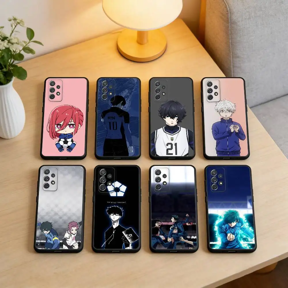

Trent B-Blue Anime L-Lock Phone Case For Samsung Galaxy A73,A72,A71,A70,A53,A52,A51,Soft Silicone Black Cover