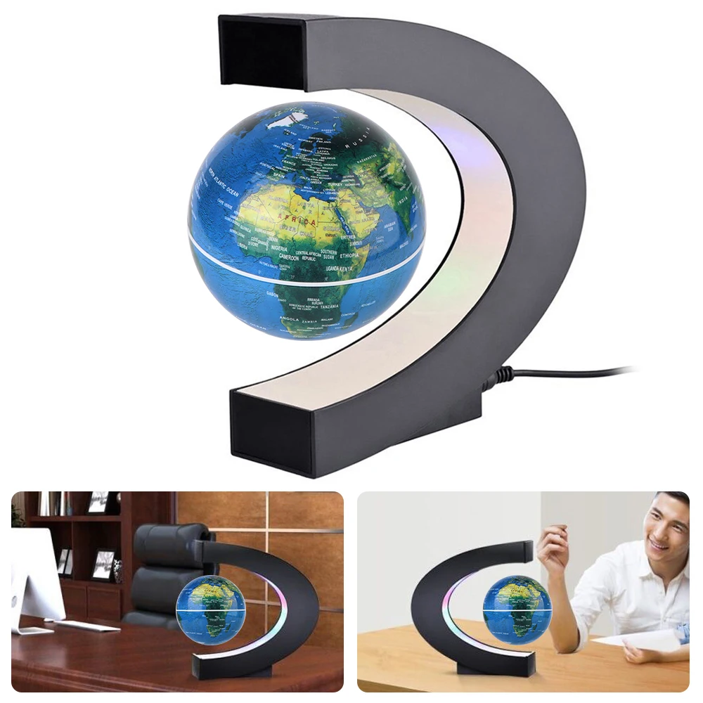 Novelty Ball Light Birthday Gifts Electronic Antigravity Lamp Floating Home Decoration LED World Map Magnetic Levitation Globe